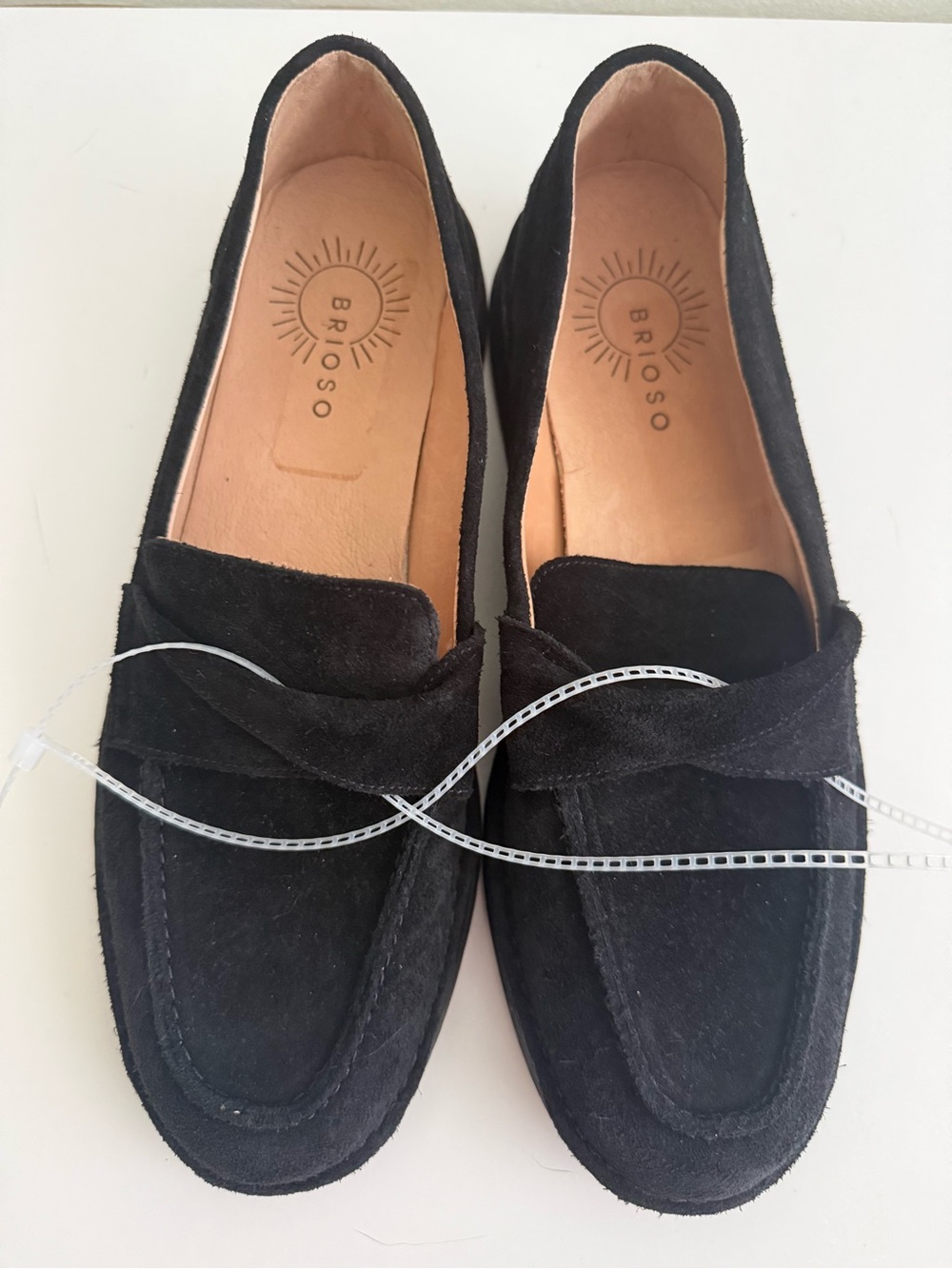 Brioso Clarence Leather Suede Loafers Black Slip On 9M